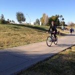 Their running Coach, Mrs. Ratowski, leading the way