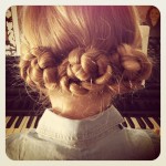 Multi tasking - doing Kenz hair while she practices piano